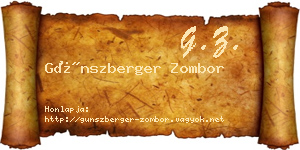 Günszberger Zombor névjegykártya